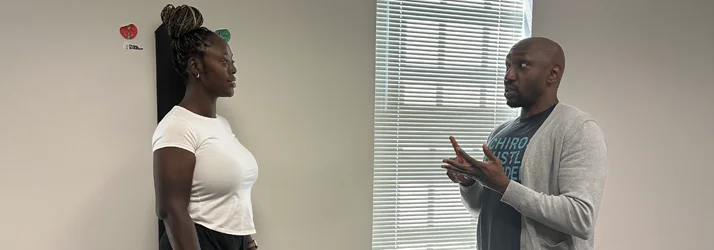 A patient and Dr. James Cooley discussing treatment